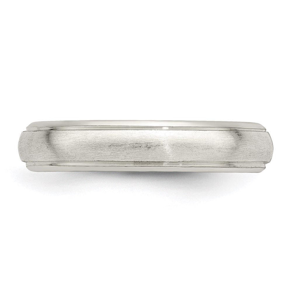 Sterling Silver 4mm Satin Half Round with Edge Lines Size 5 Band