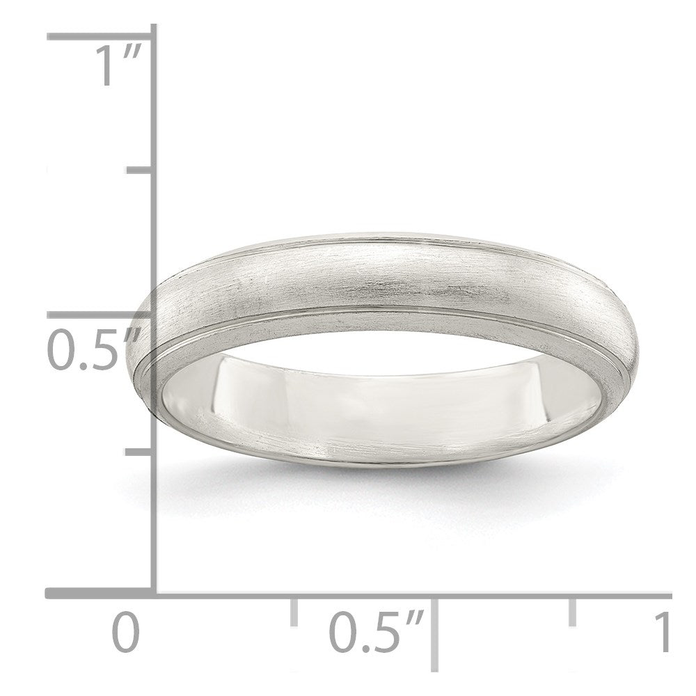 Sterling Silver 4mm Satin Half Round with Edge Lines Size 5 Band