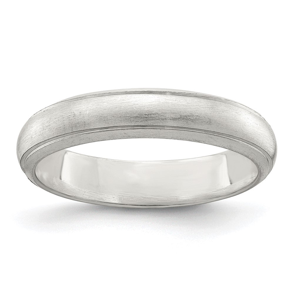 Sterling Silver 4mm Satin Half Round with Edge Lines Size 4 Band