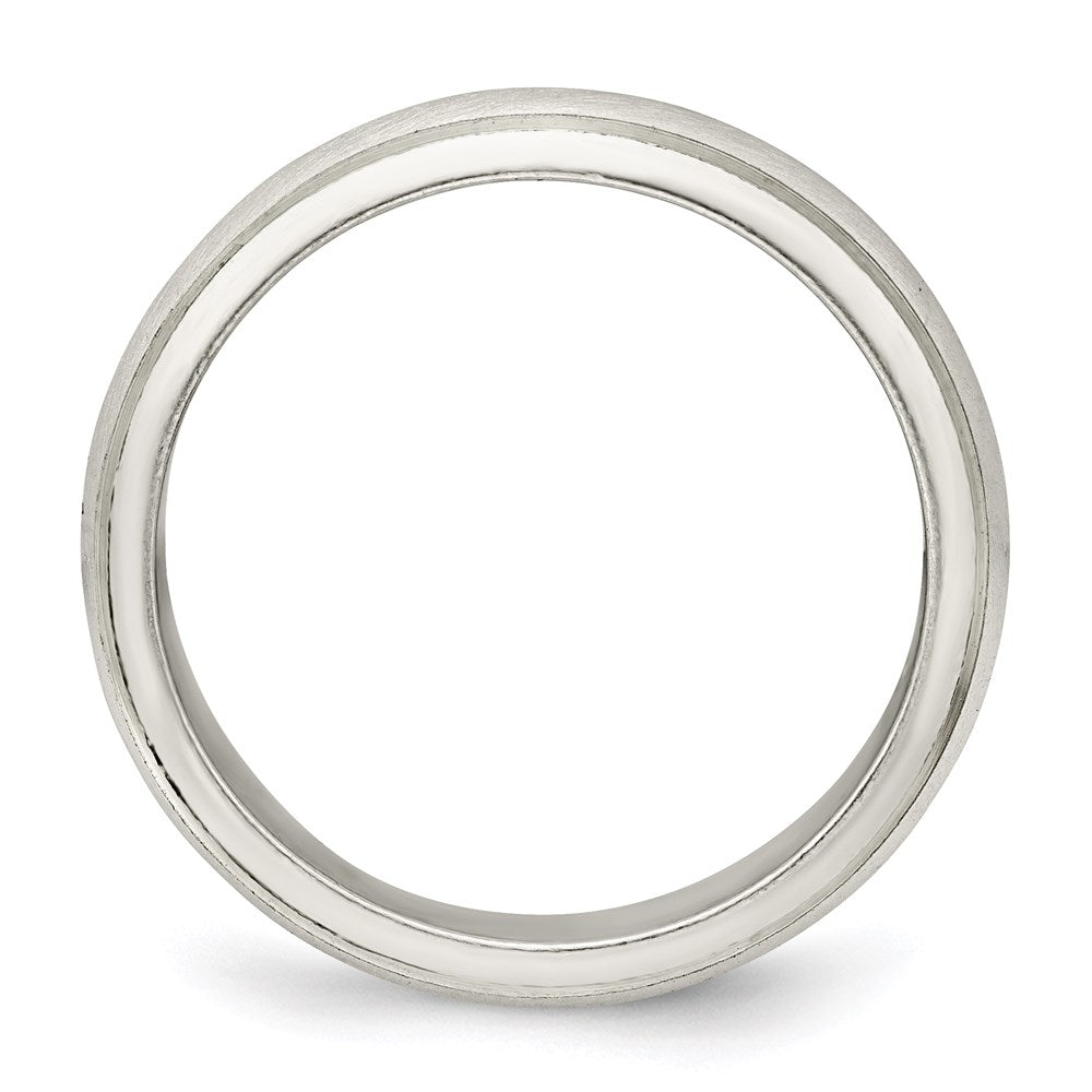 Sterling Silver 5mm Satin Half Round with Edge Lines Size 7 Band