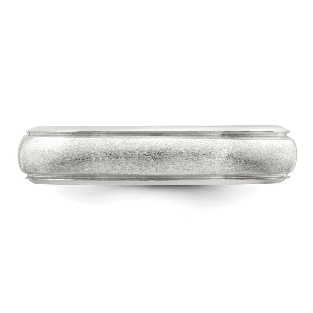 Sterling Silver 5mm Satin Half Round with Edge Lines Size 10 Band