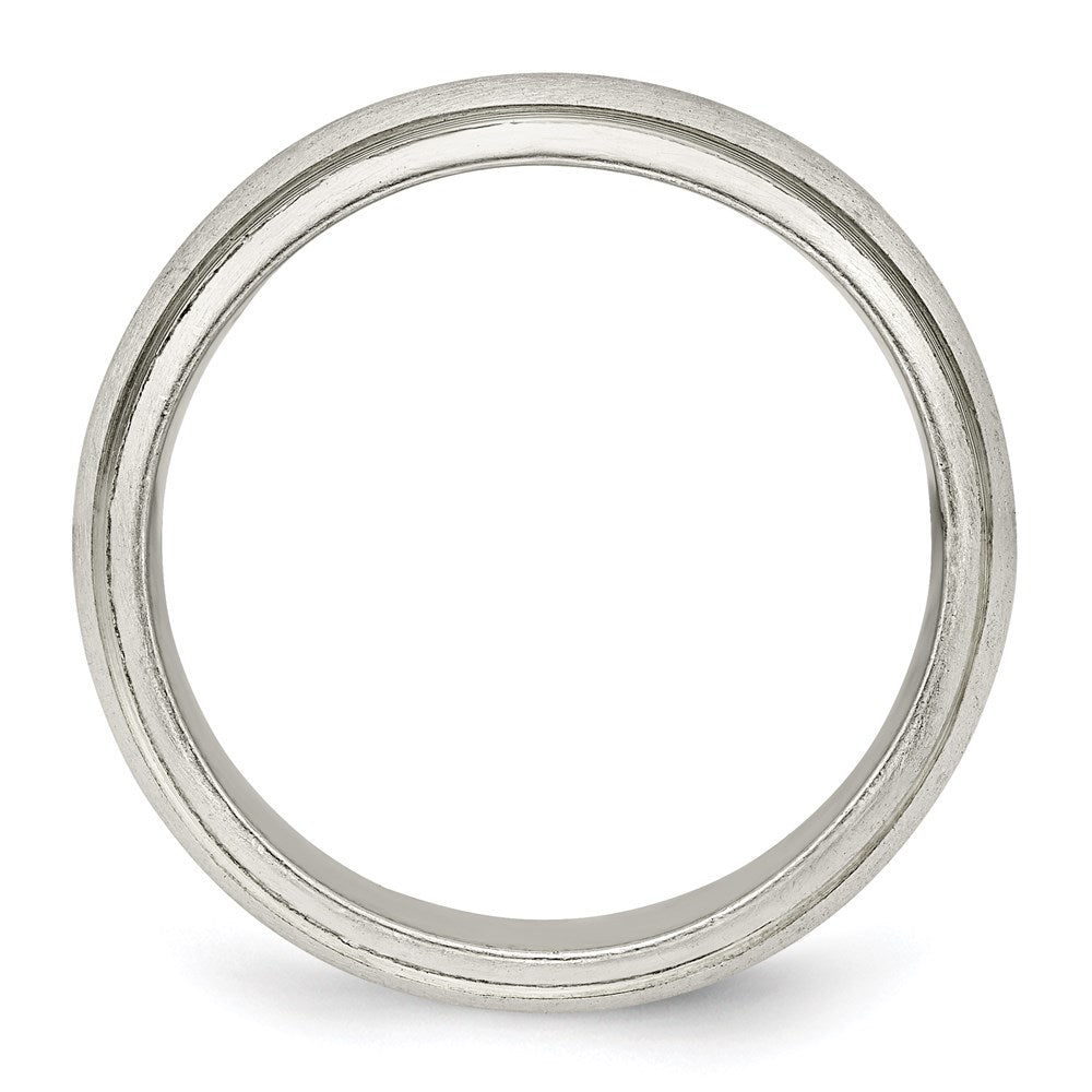 Sterling Silver 6mm Satin Half Round with Edge Lines Size 6 Band