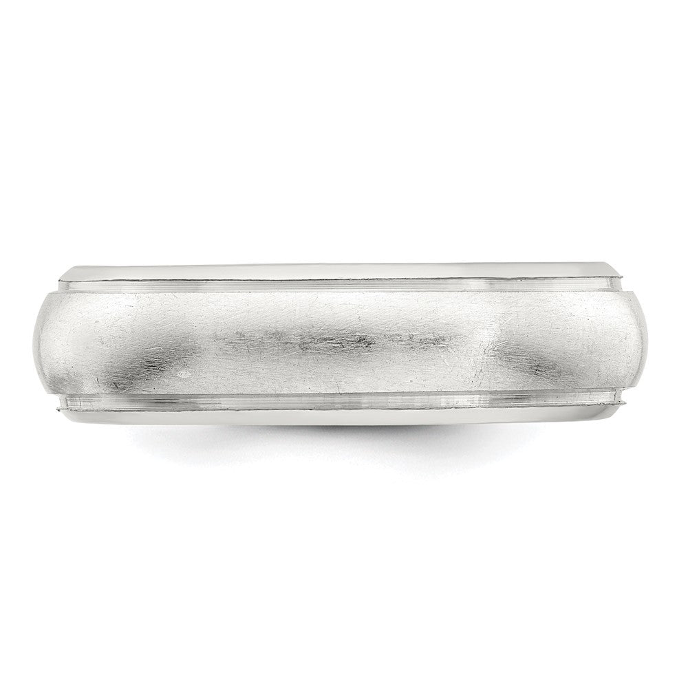 Sterling Silver 6mm Satin Half Round with Edge Lines Size 9 Band