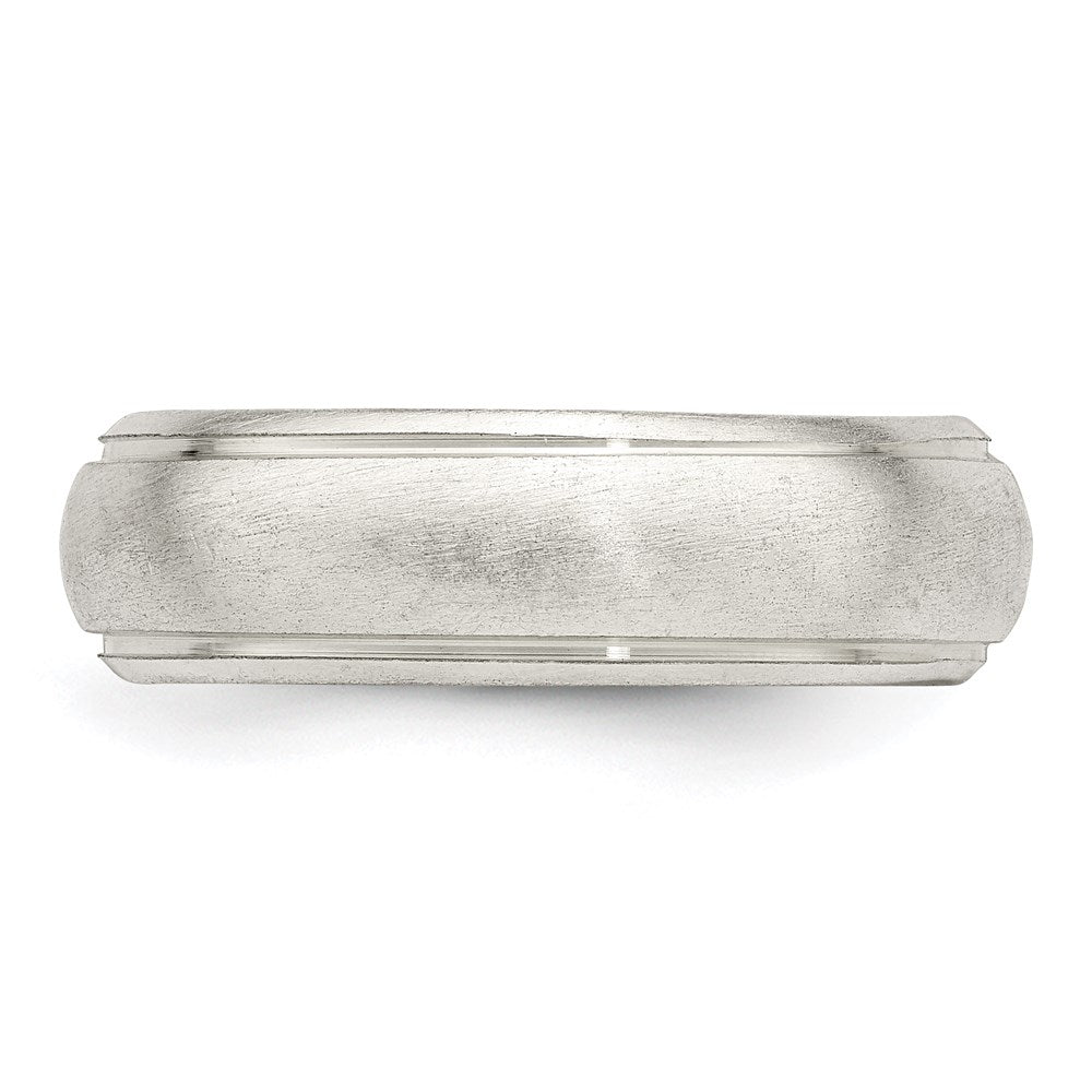 Sterling Silver 6mm Satin Half Round with Edge Lines Size 6 Band