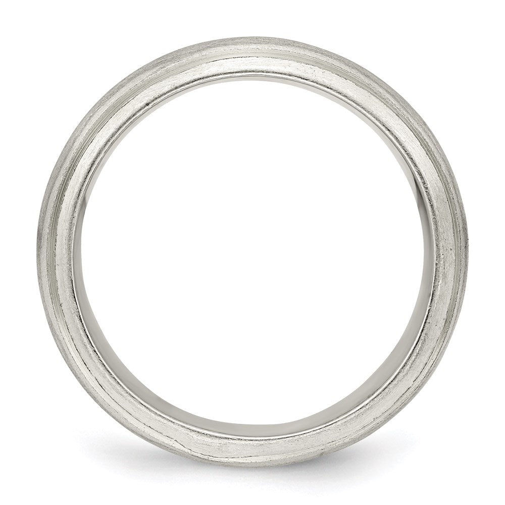 Sterling Silver 7mm Satin Half Round with Edge Lines Size 11 Band