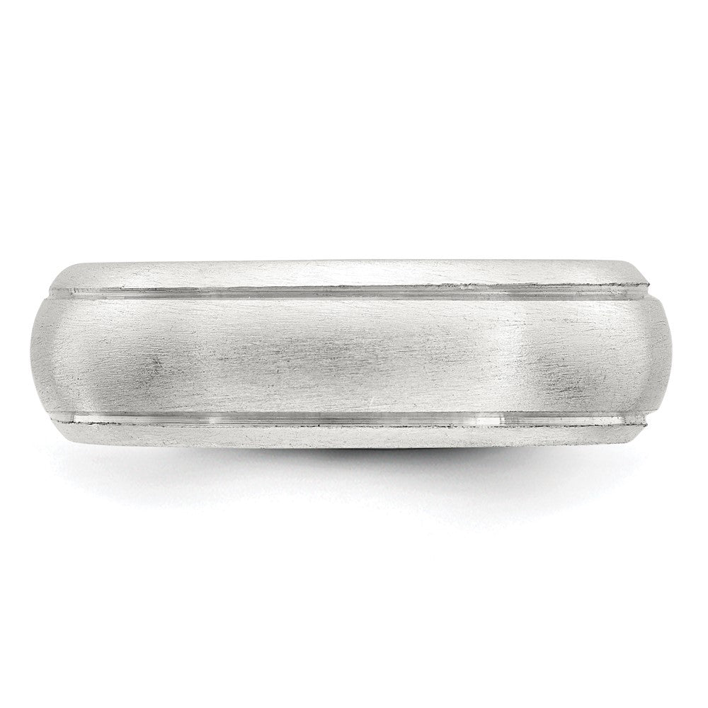 Sterling Silver 7mm Satin Half Round with Edge Lines Size 6 Band