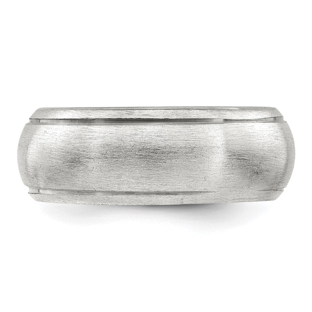 Sterling Silver 8mm Satin Half Round with Edge Lines Size 10 Band