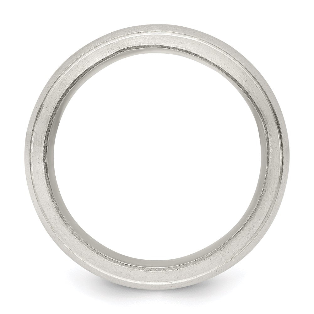 Sterling Silver 9mm Satin Half Round with Edge Lines Size 7 Band