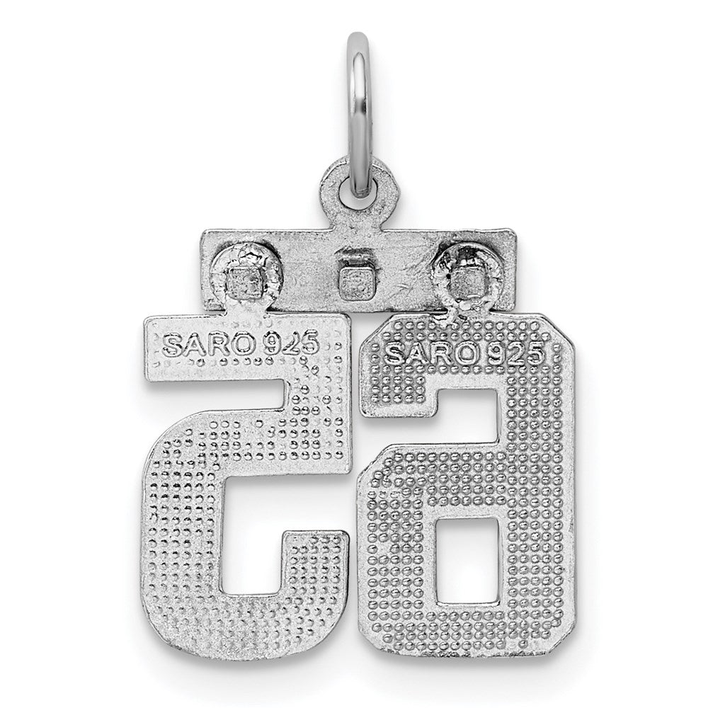 Sterling Silver Rhodium-plated Diamond-cut #65 Charm