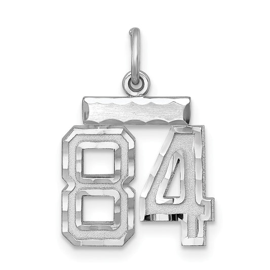 Sterling Silver Rhodium-plated Diamond-cut #84 Charm