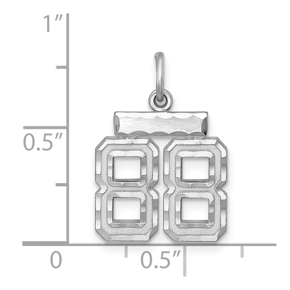 Sterling Silver Rhodium-plated Diamond-cut #88 Charm