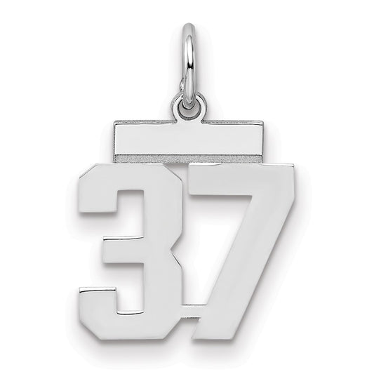 Sterling Silver/Rhodium-plated Polished Number 37 Charm