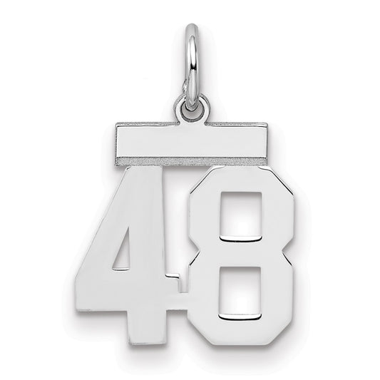 Sterling Silver/Rhodium-plated Polished Number 48 Charm