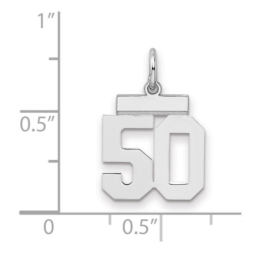 Sterling Silver/Rhodium-plated Polished Number 50 Charm