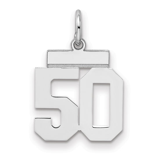 Sterling Silver/Rhodium-plated Polished Number 50 Charm