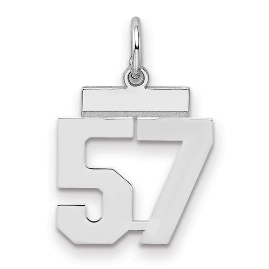 Sterling Silver/Rhodium-plated Polished Number 57 Charm