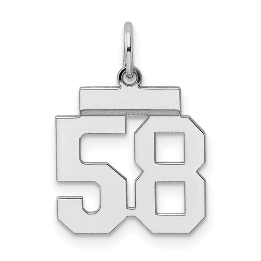 Sterling Silver/Rhodium-plated Polished Number 58 Charm