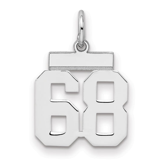 Sterling Silver/Rhodium-plated Polished Number 68 Charm