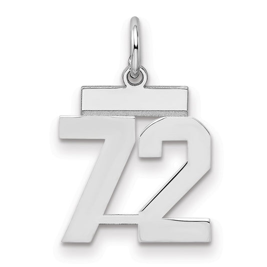Sterling Silver/Rhodium-plated Polished Number 72 Charm