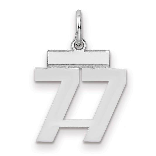 Sterling Silver/Rhodium-plated Polished Number 77 Charm