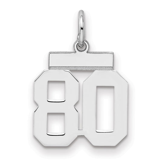 Sterling Silver/Rhodium-plated Polished Number 80 Charm