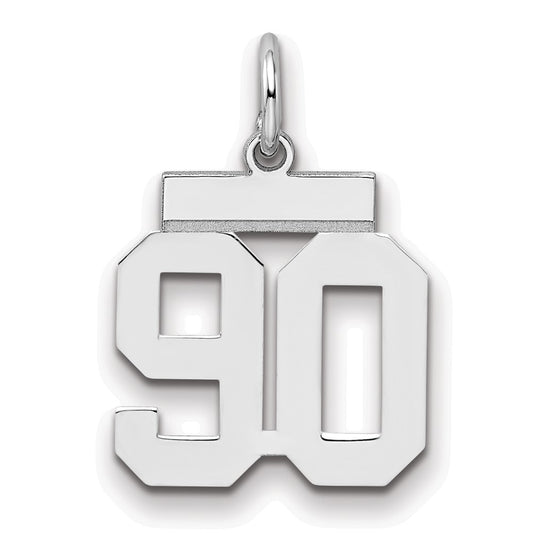 Sterling Silver/Rhodium-plated Polished Number 90 Charm