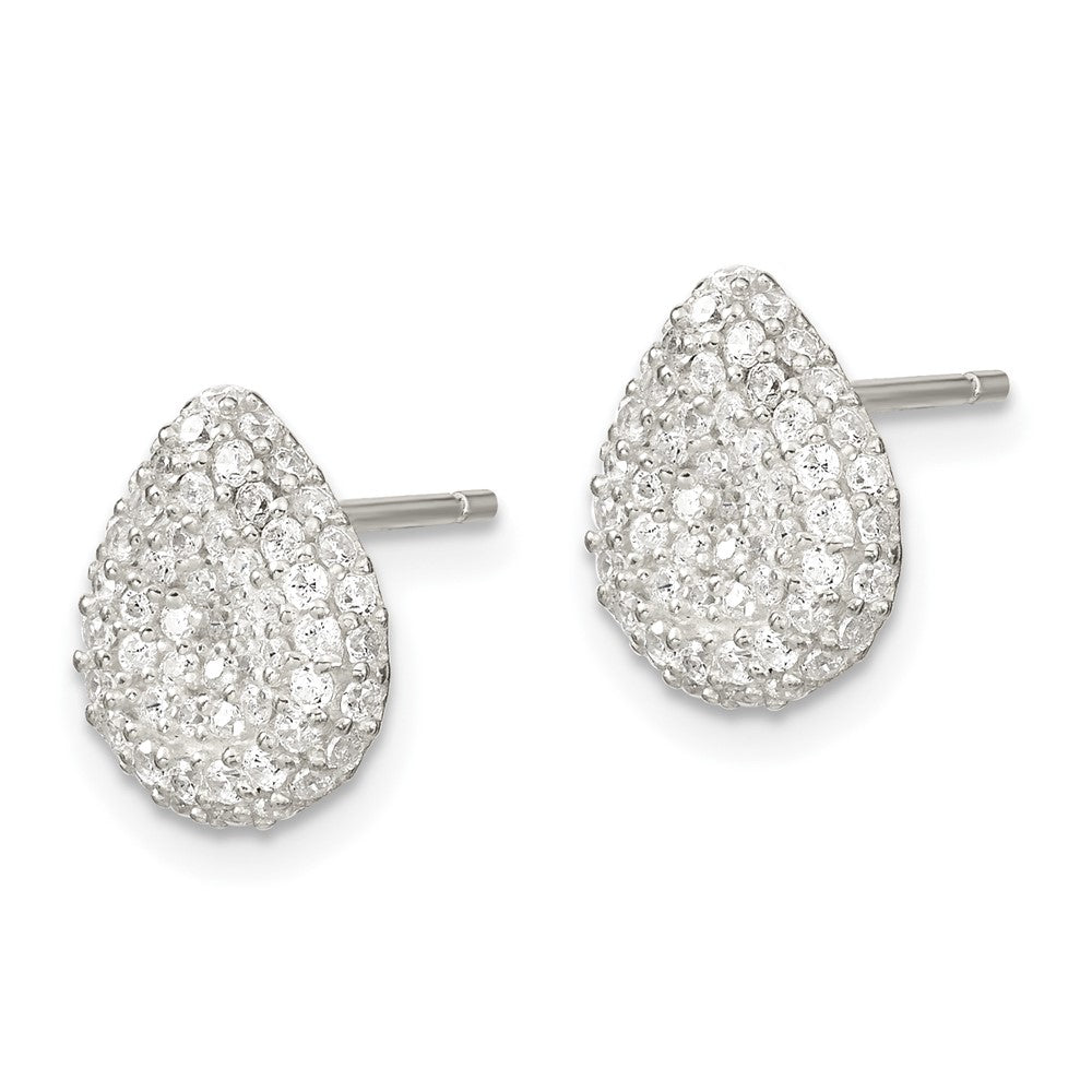 Sterling Silver 16 in w/1.5 in Ext. CZ Pear Necklace, Earrings and Ring