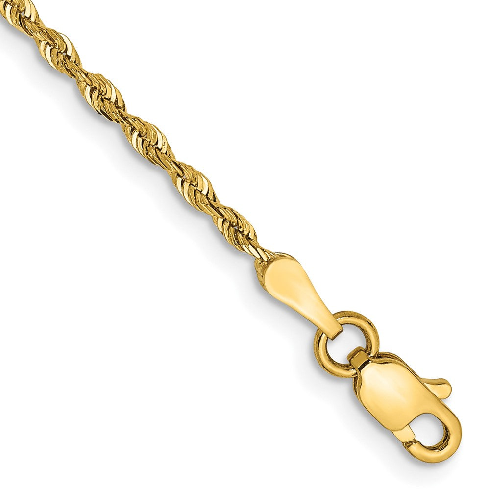 14K 9 Inch 1.85mm Diamond-cut Quadruple Rope Lobster Clasp Anklet