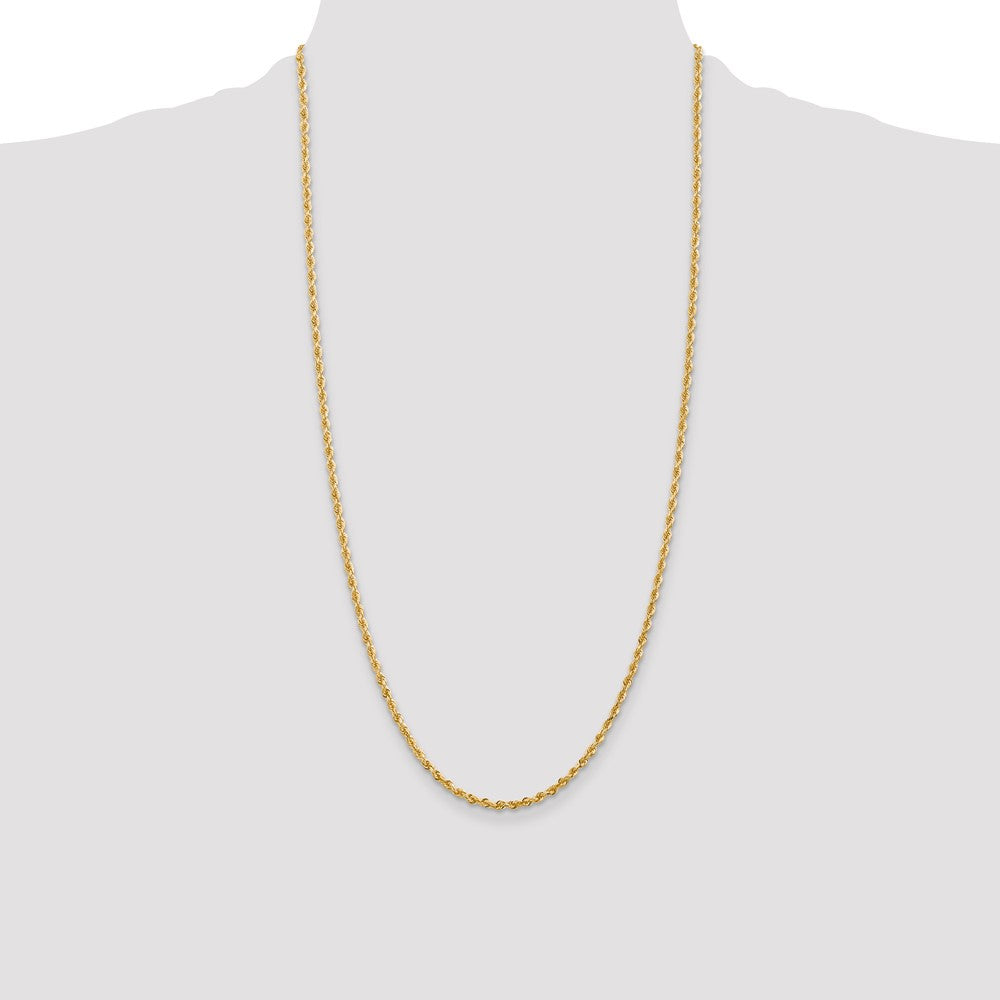 14K Yellow Gold 28 Inch 2.75mm Diamond-cut Quadruple Rope Lobster Clasp Chain