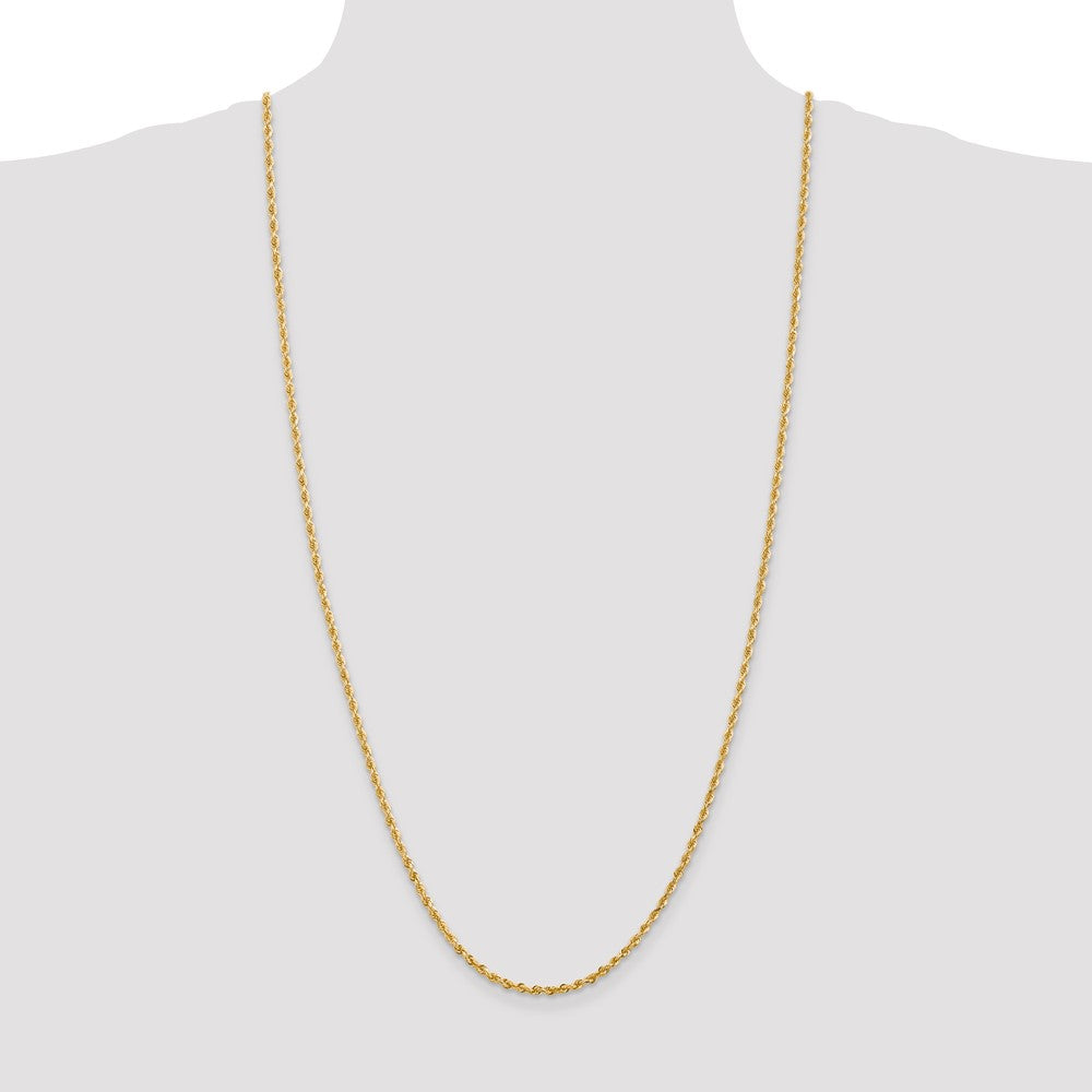 14K 30 Inch 2.75mm Diamond-cut Quadruple Rope Lobster Clasp Chain
