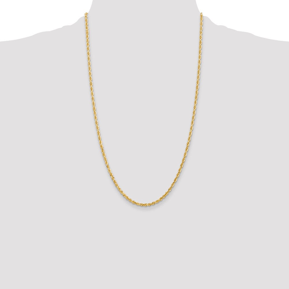 14K 26 Inch 3mm Diamond-cut Quadruple Rope Lobster Clasp Chain