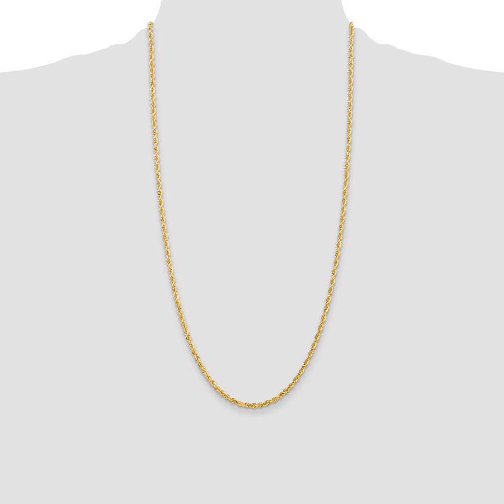 14K 28 Inch 3mm Diamond-cut Quadruple Rope Lobster Clasp Chain