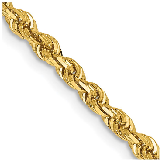 14K 26 Inch 3mm Diamond-cut Quadruple Rope Lobster Clasp Chain