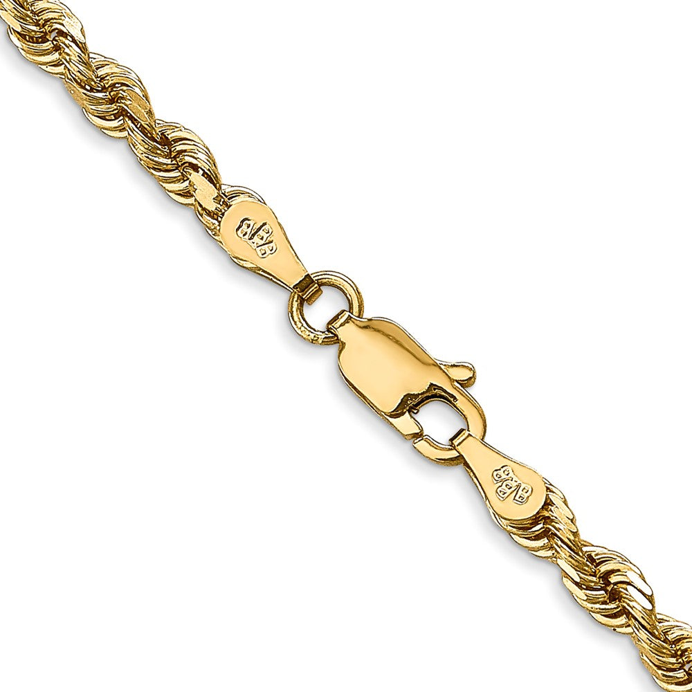 14K Yellow Gold 18 Inch 3.35mm Diamond-cut Quadruple Rope Lobster Clasp Chain