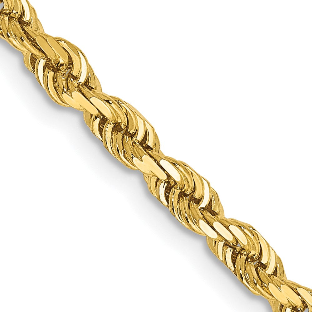 14K Yellow Gold 18 Inch 3.35mm Diamond-cut Quadruple Rope Lobster Clasp Chain