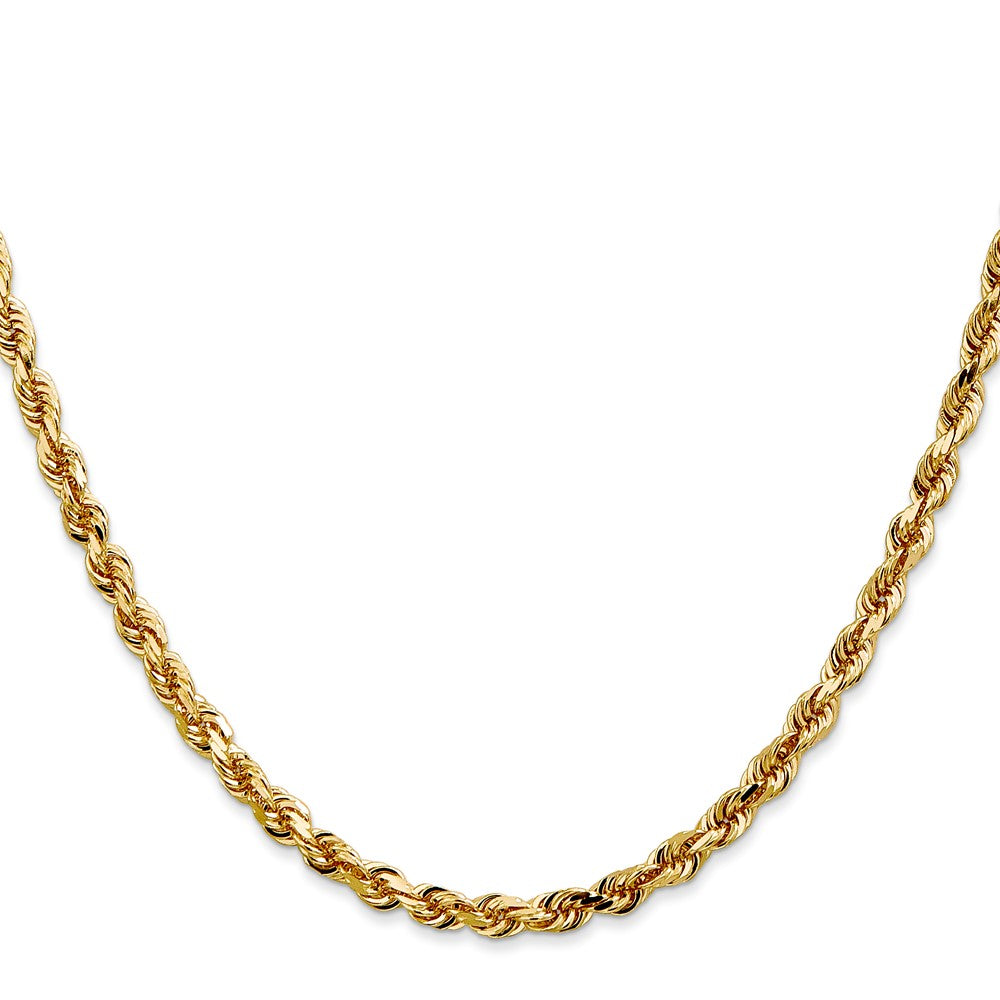 14K 30 Inch 4mm Diamond-cut Quadruple Rope Lobster Clasp Chain