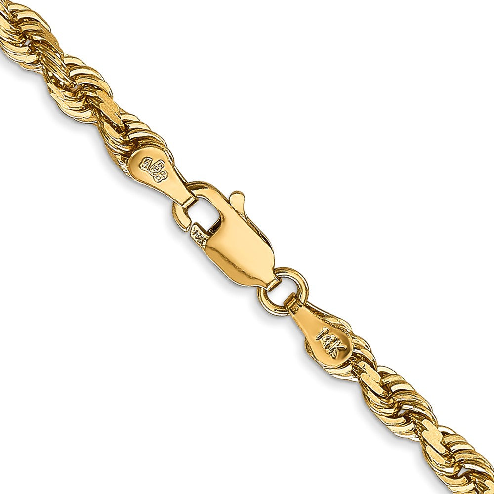 14K 30 Inch 4mm Diamond-cut Quadruple Rope Lobster Clasp Chain