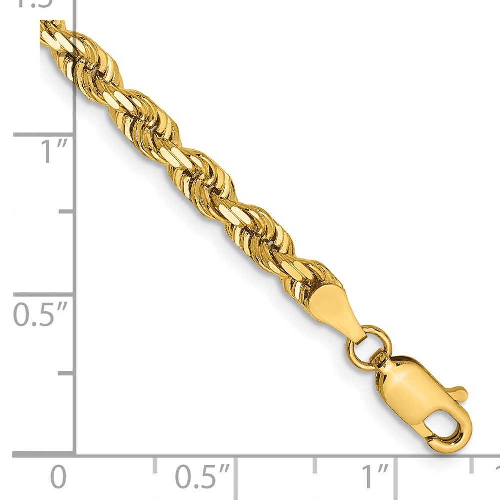 14K Yellow Gold 7 Inch 4mm Diamond-cut Quadruple Rope Lobster Clasp Chain