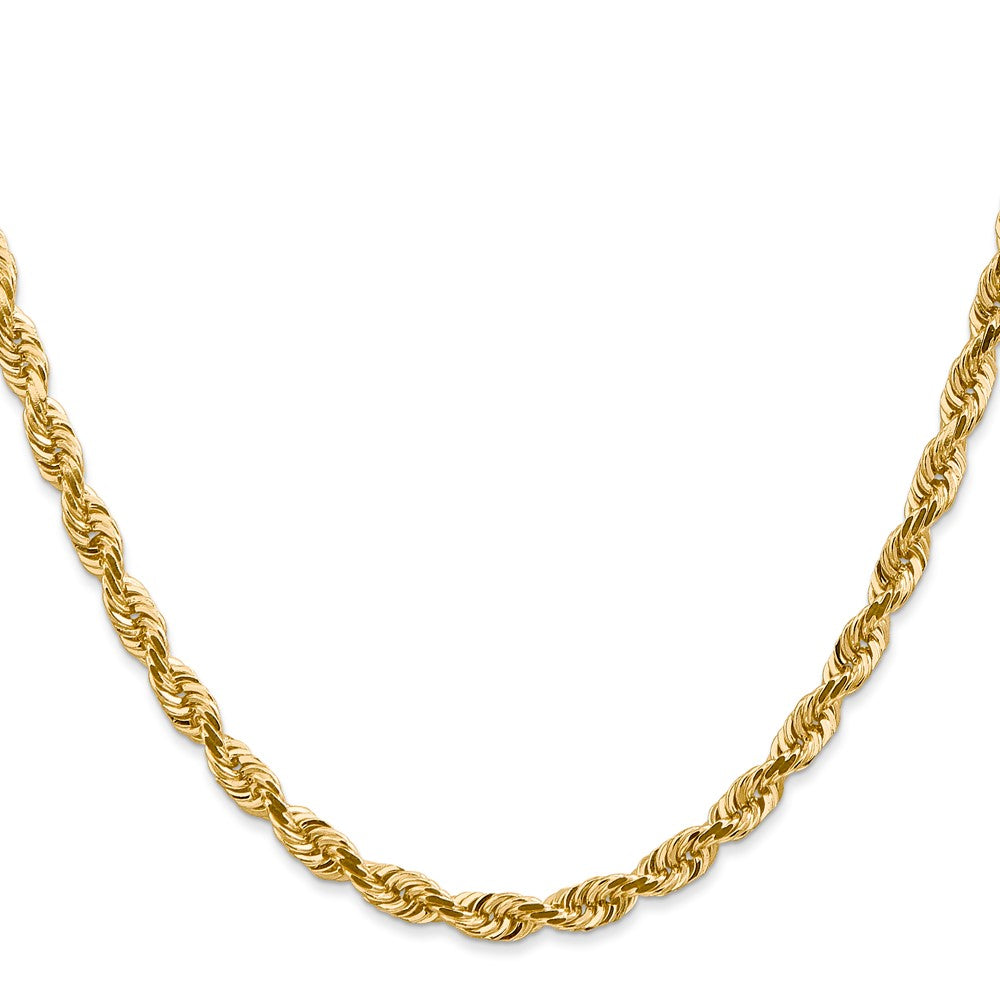 14K 30 Inch 4.5mm Diamond-cut Quadruple Rope Lobster Clasp Chain