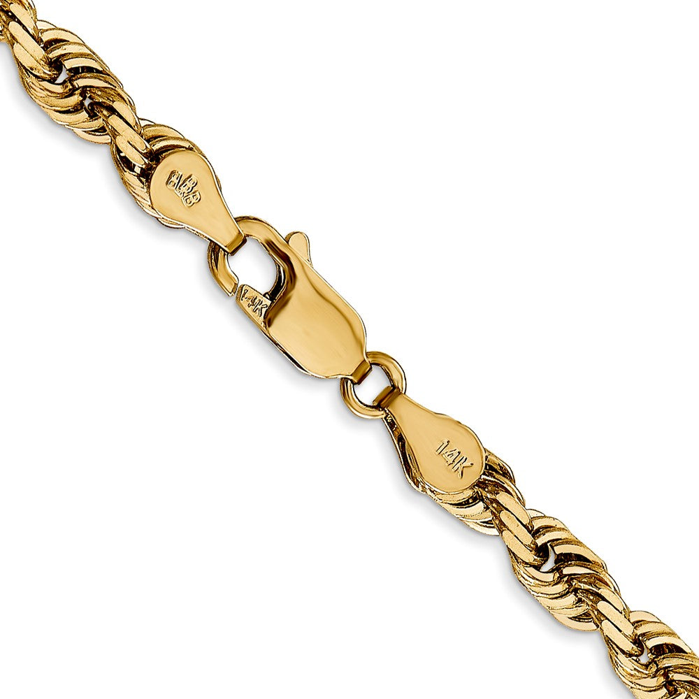14K 26 Inch 4.5mm Diamond-cut Quadruple Rope Lobster Clasp Chain