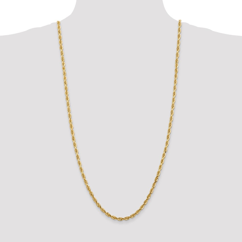 14K 30 Inch 4.5mm Diamond-cut Quadruple Rope Lobster Clasp Chain