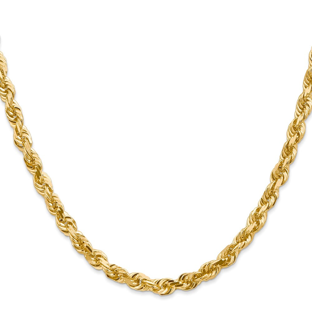14K 30 Inch 5mm Diamond-cut Quadruple Rope Lobster Clasp Chain