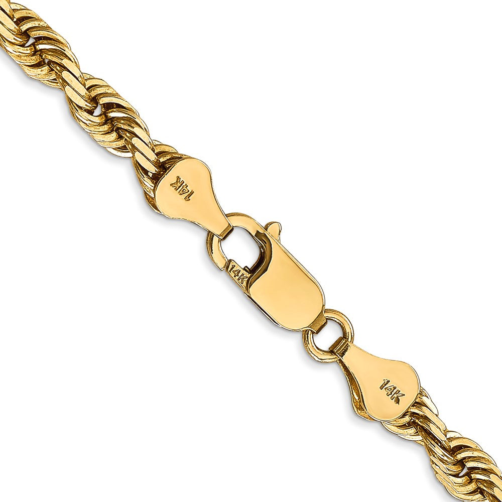 14K Yellow Gold 24 Inch 5mm Diamond-cut Quadruple Rope Lobster Clasp Chain