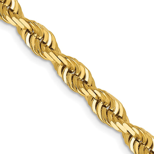 14K 26 Inch 5mm Diamond-cut Quadruple Rope Lobster Clasp Chain