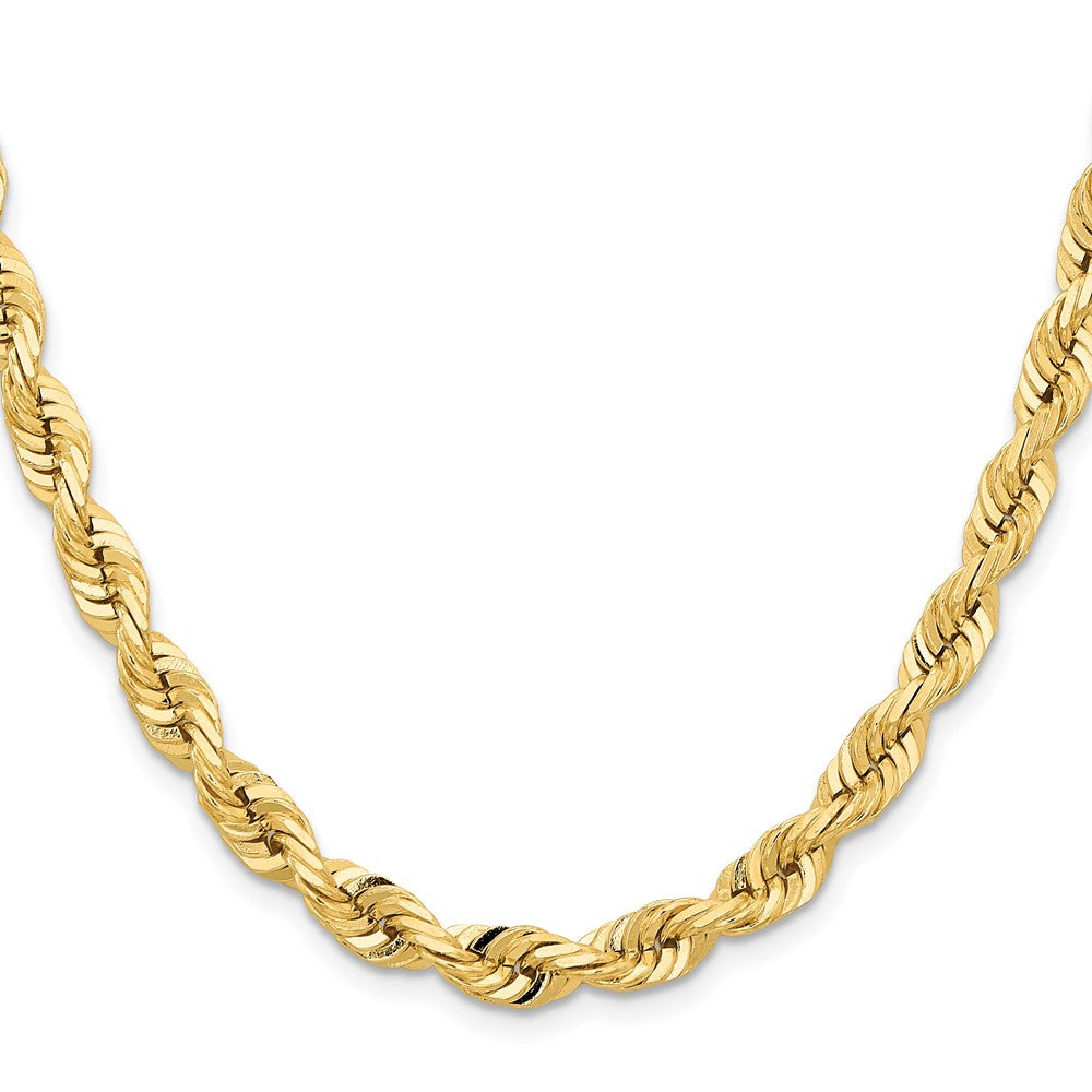 14K 22 Inch 7mm Diamond-cut Quadruple Rope Fancy Lobster Clasp Chain