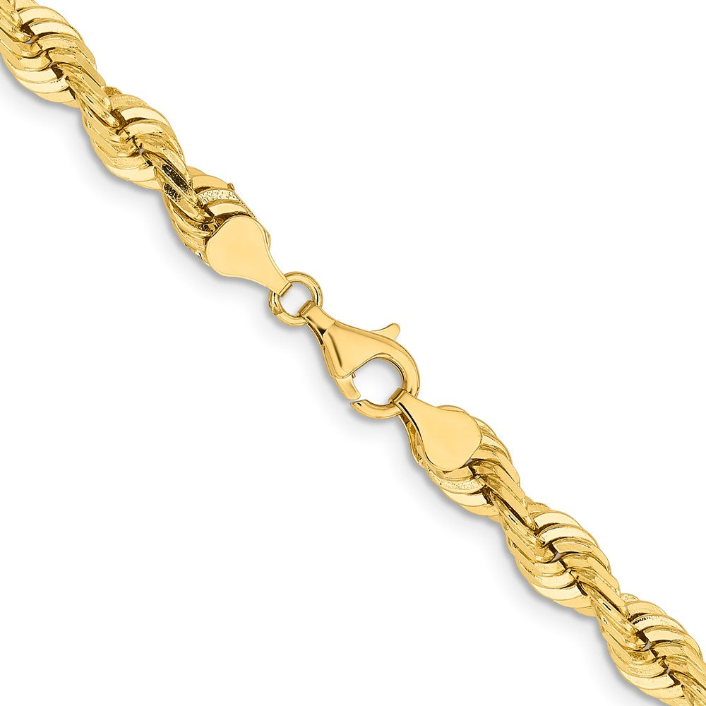 14K 22 Inch 7mm Diamond-cut Quadruple Rope Fancy Lobster Clasp Chain
