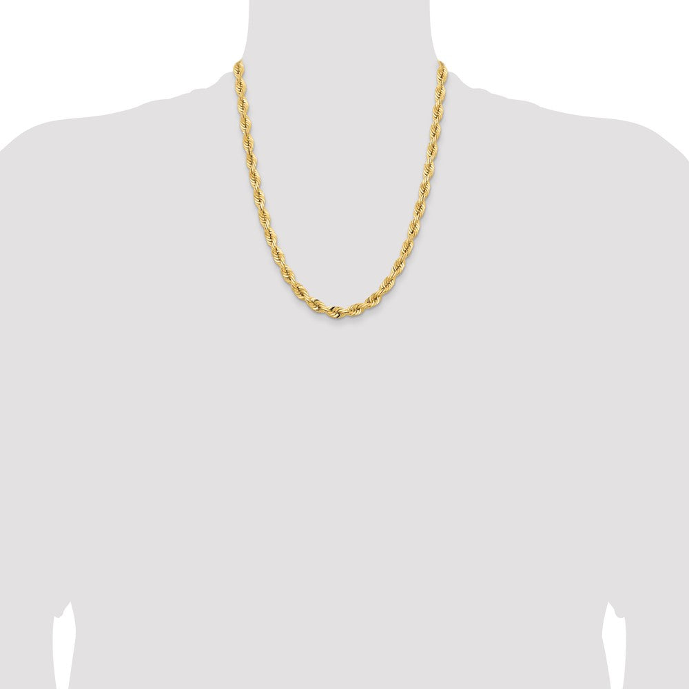 14K 22 Inch 7mm Diamond-cut Quadruple Rope Fancy Lobster Clasp Chain