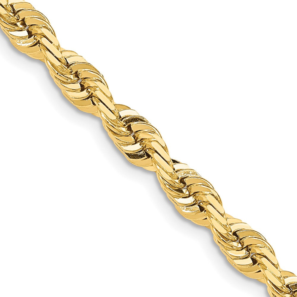14K Yellow Gold 20 Inch 7mm Diamond-cut Quadruple Rope Fancy Lobster Clasp Chain