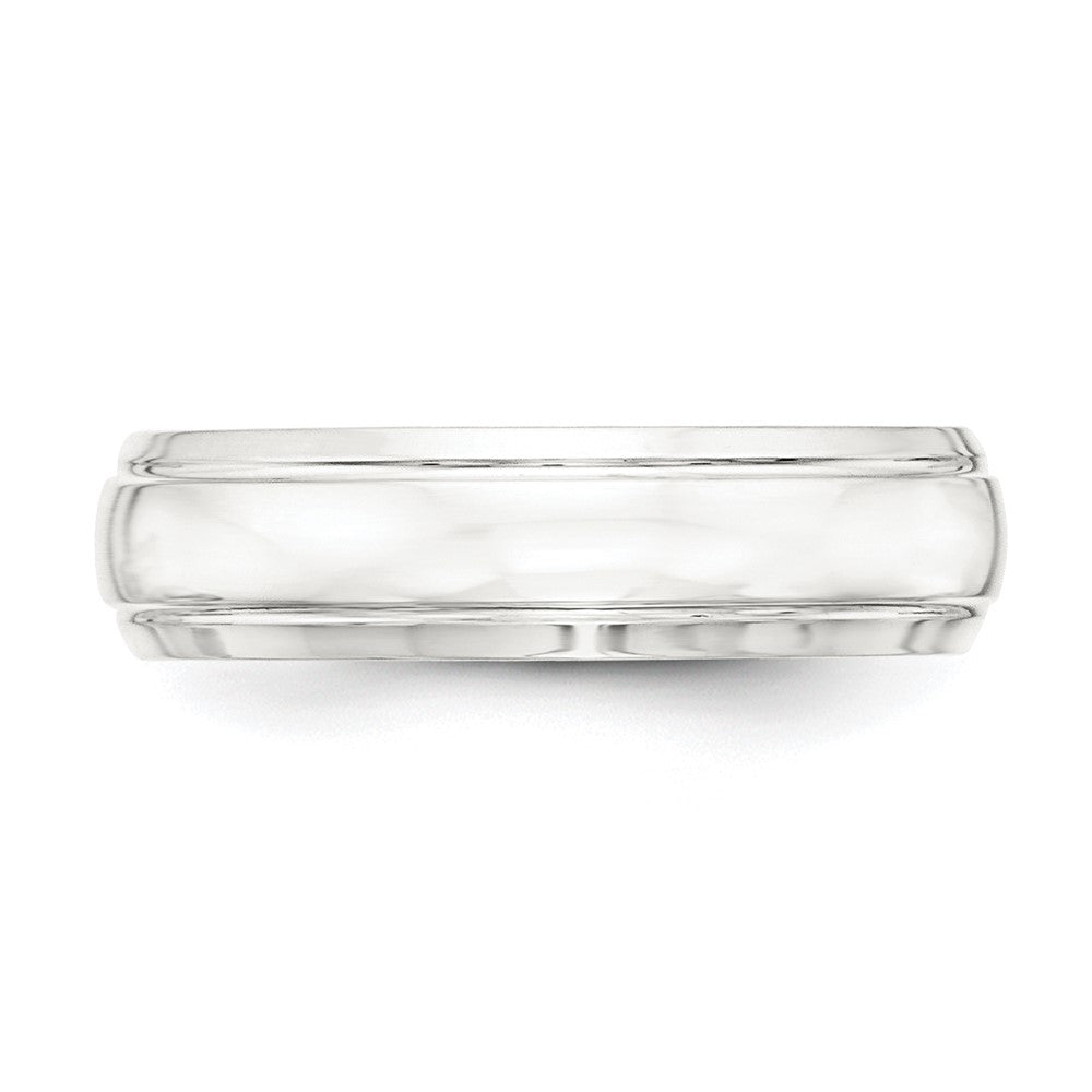 Sterling Silver 6mm Polished Domed with Grooved Beveled Edge Fancy Band Size 12