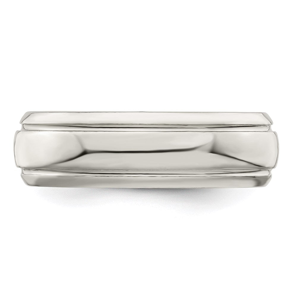 Sterling Silver 6mm Polished Domed with Grooved Beveled Edge Fancy Band Size 10.5